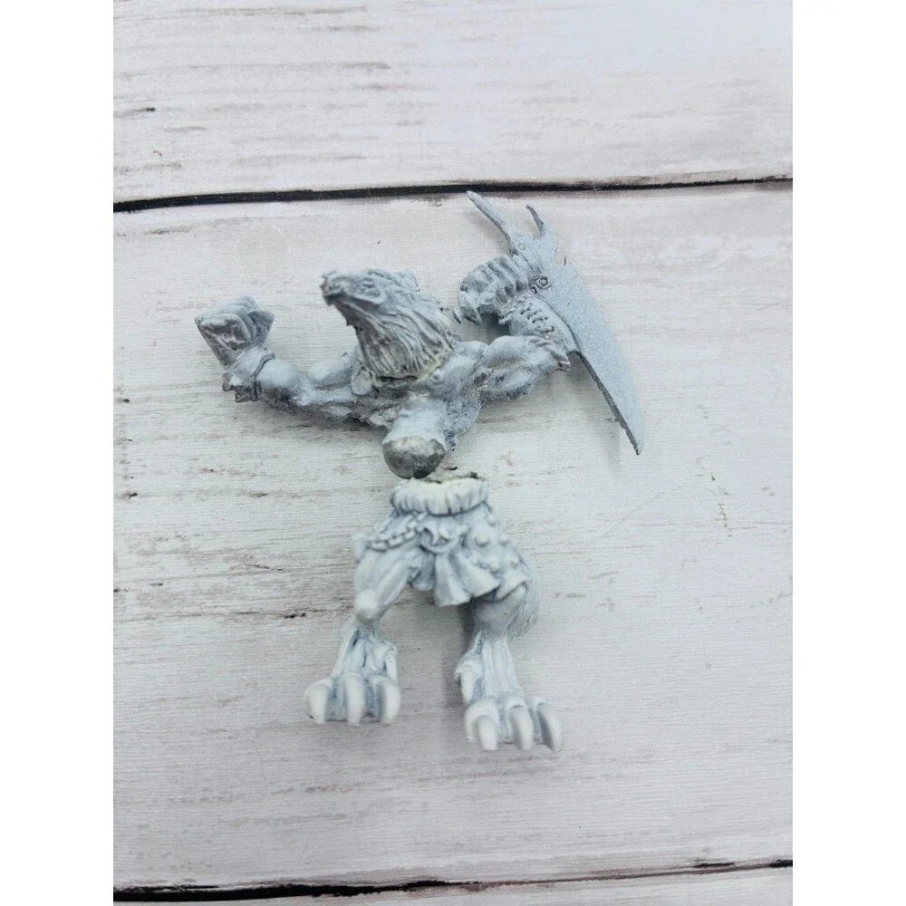 Vintage Metal Werewolf Beast Miniature Figure Hand Blade Fantasy Tabletop Gaming